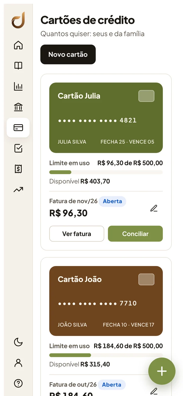 Cartões de crédito no celular